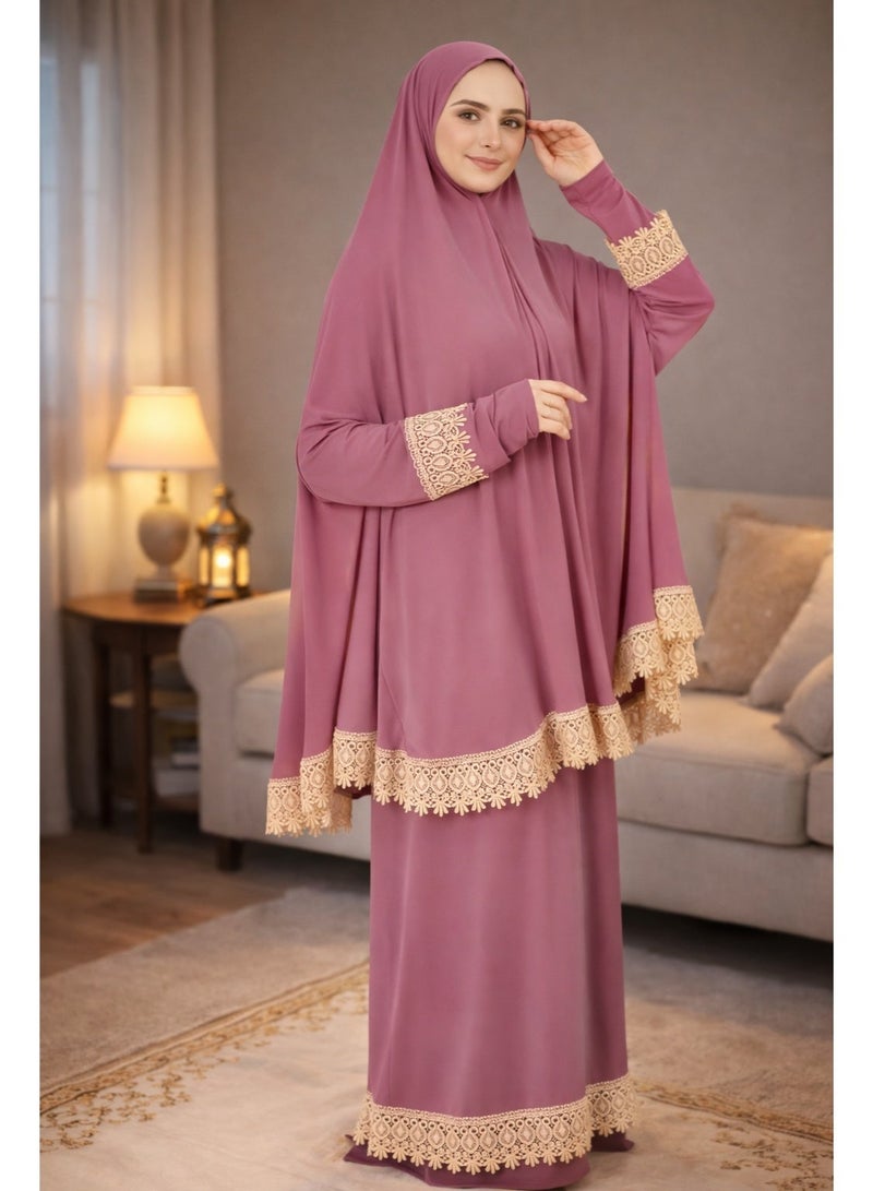 OLUDENIZ Women’s Two-Piece Prayer Dress – Cool Lycra Fabric – Full Modest Coverage – Fits Most Sizes – Turkish Quality – Perfect Gift Option - Image 1